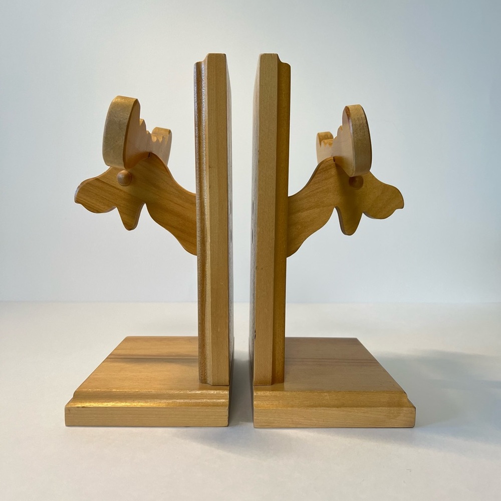 Wooden Moose Book Ends